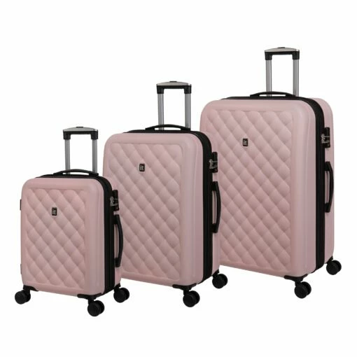 IT Luggage Cushion Lux - 3pc Set (Prada Pink) -UK Suitcase Sales 2024 32632 HK16 1646A08PradapinkwithblacktrimSSFrontpanelcopy
