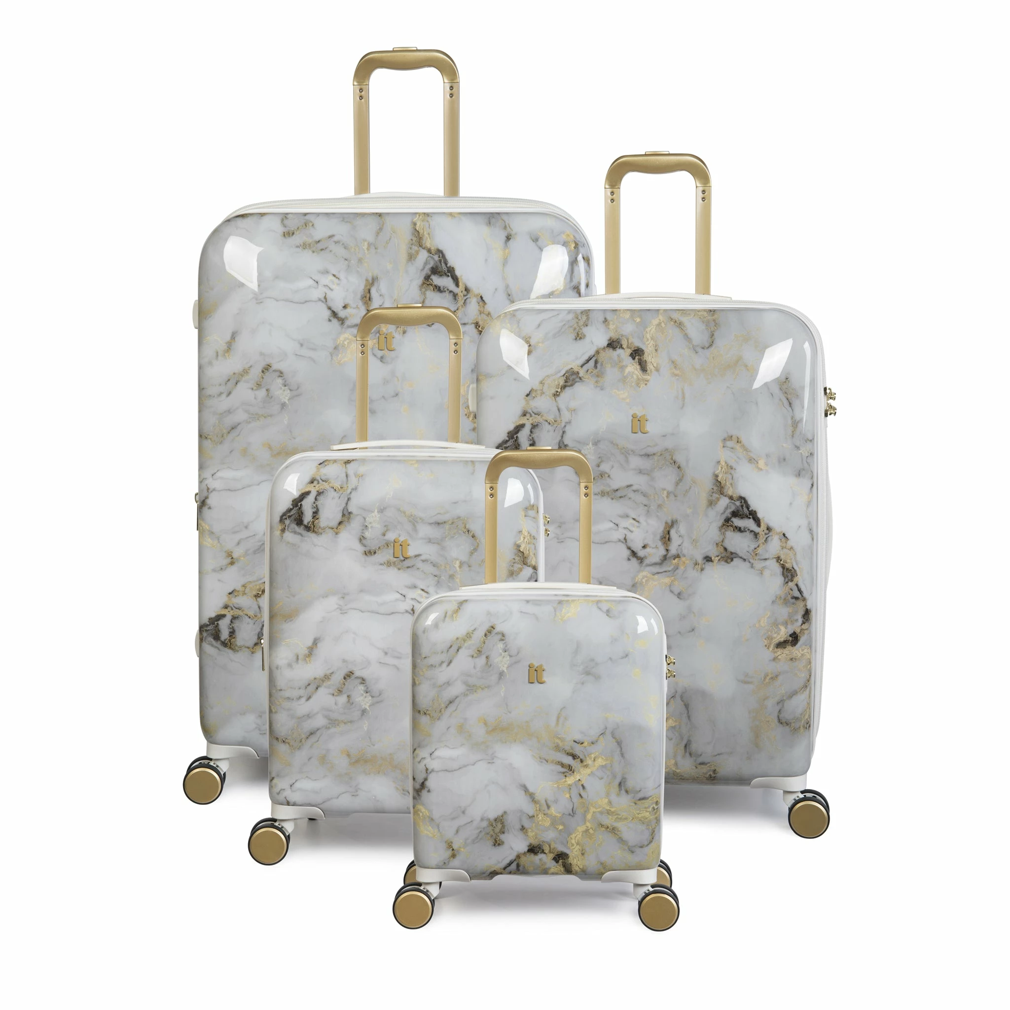 IT Luggage Sheen - 4pc Set (Gold Greyscale Marble) 3 IT Luggage Sheen - 4pc Set (Gold Greyscale Marble)