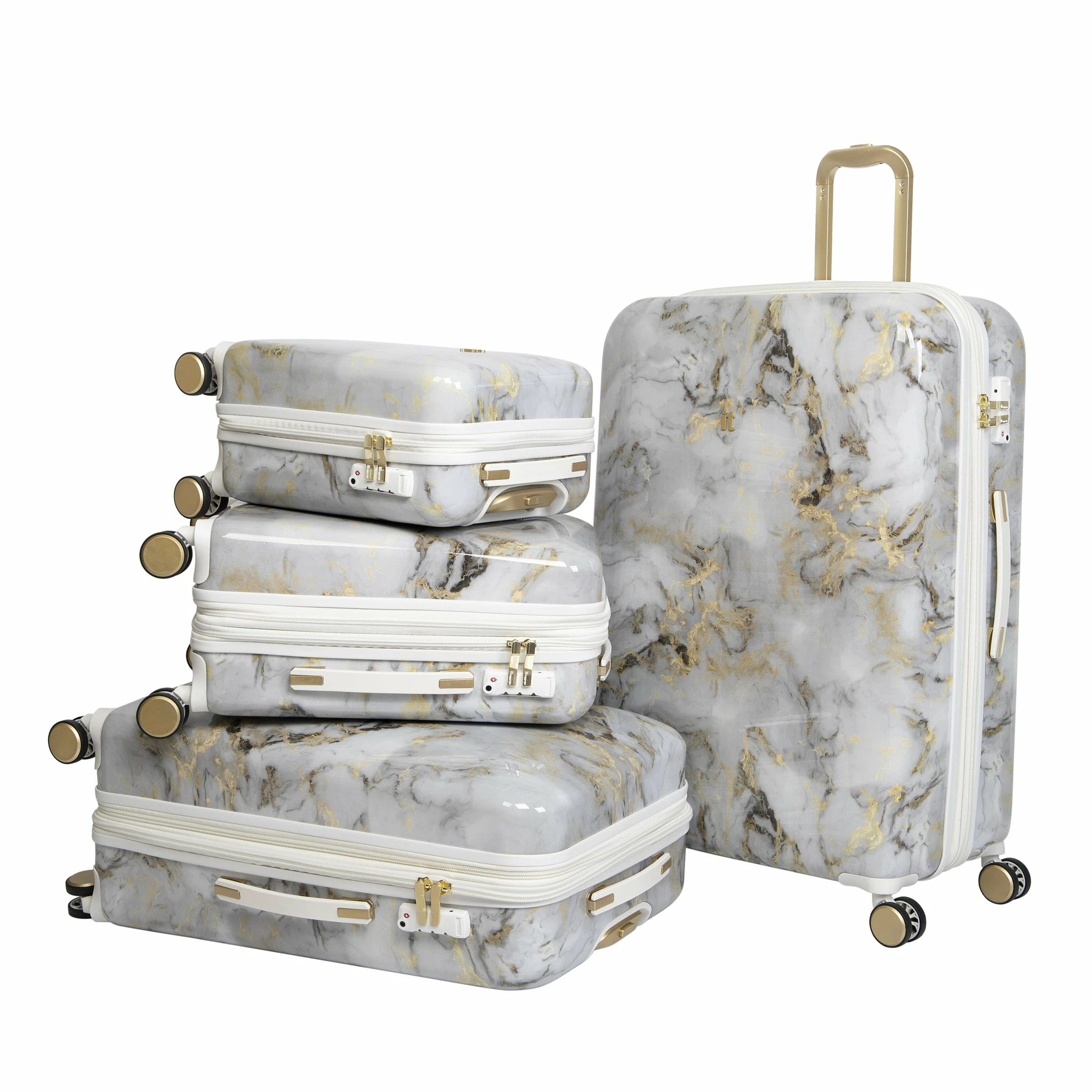 IT Luggage Sheen - 4pc Set (Gold Greyscale Marble) 4 IT Luggage Sheen - 4pc Set (Gold Greyscale Marble) - Image 2