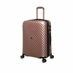 IT Luggage Glitzy - 5pc Set (Metallic Rose Gold) -UK Suitcase Sales 2024 33109 UK16 2888A08MetallicrosegoldSSFrontpanel23in