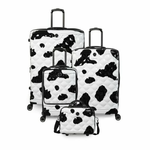 IT Luggage Indulging II - 4pc Set (Moo Cow Print) -UK Suitcase Sales 2024 33198 UK16 3039A08Moocowblack whiterepeatprintSSFrontpaneldirectlyset4 c1169fb2 9e36 4384 8c3b 0ed91fc62ea7