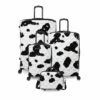 IT Luggage Indulging - 4pc Set (Moo Cow Print) -UK Suitcase Sales 2024 33198 UK16 3039A08Moocowblack whiterepeatprintSSFrontpaneldirectlyset6