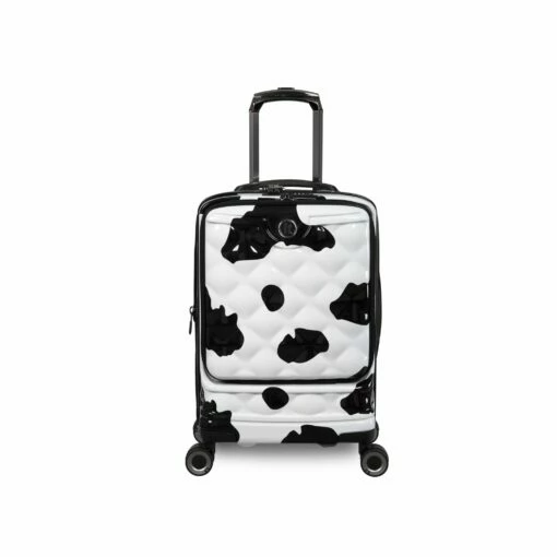 IT Luggage Indulging II - Cabin With Pocket (Moo Cow Print) -UK Suitcase Sales 2024 33199 UK16 3039A08Moocowblack whiterepeatprintSSFrontpaneldirectly18.5inwithpocket 0557bf87 897b 40b7 bcbd 0f6d16a78f13