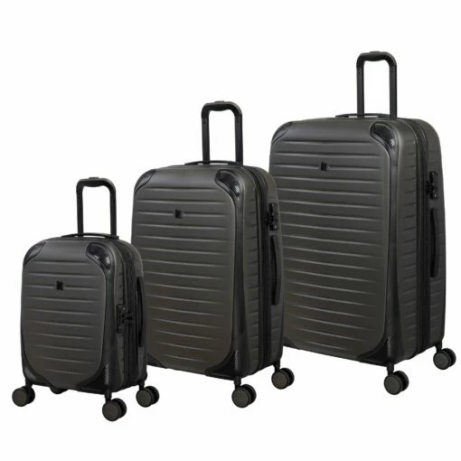 IT Luggage Lineal - 3pc Set (Dark Grey) -UK Suitcase Sales 2024 61328 US16 2631 08DarkgreyS074SSFrontpanel