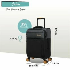 Duo-Tone - Cabin (Pewter & Black) -UK Suitcase Sales 2024 Duo Tone Cabin Black dims weights