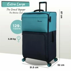 Duo-Tone - Extra Large (Capri Breeze / Dress Blues) -UK Suitcase Sales 2024 Duo Tone XLarge Capri dims weights