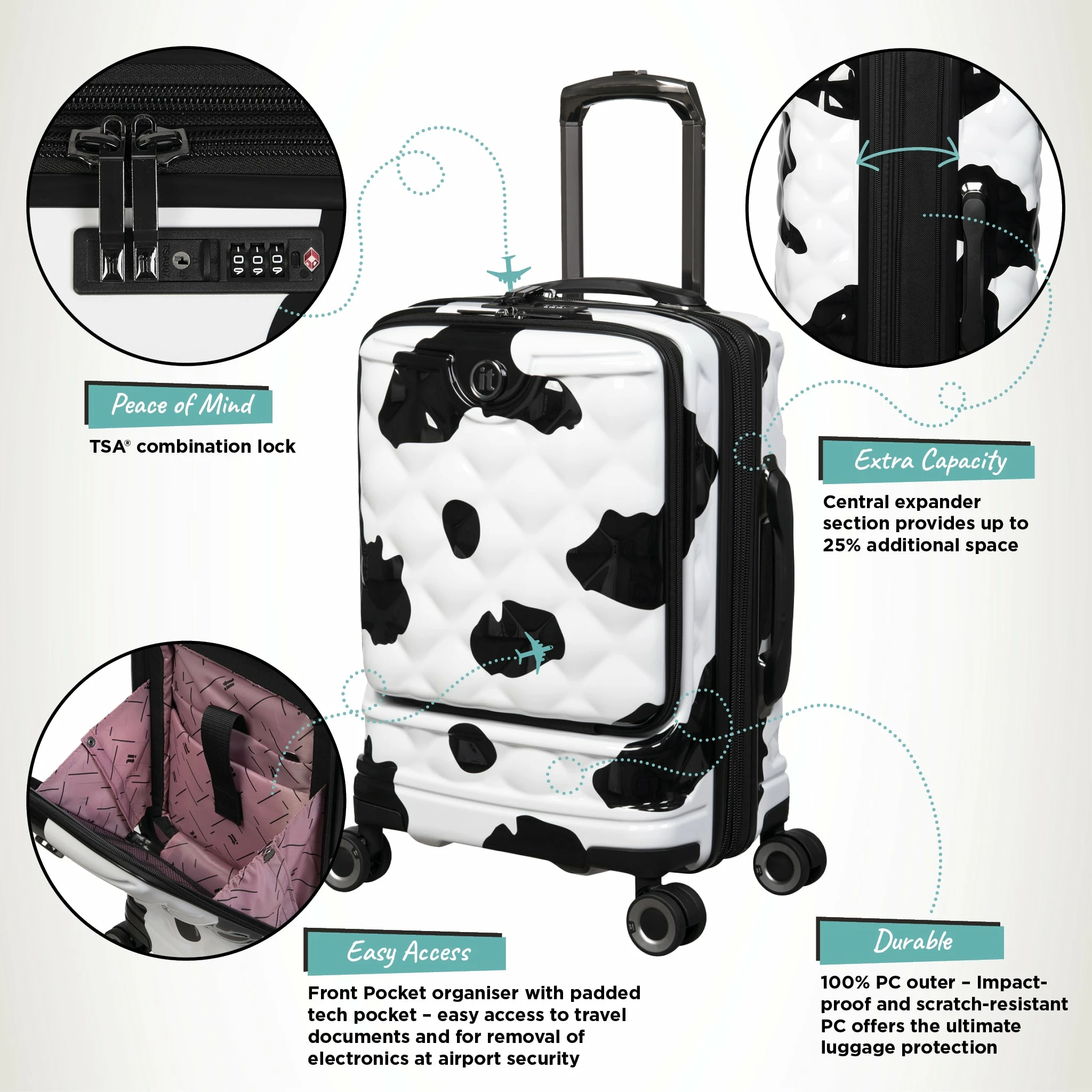 IT Luggage Indulging II - 4pc Set (Moo Cow Print) 6 IT Luggage Indulging II - 4pc Set (Moo Cow Print) - Image 4