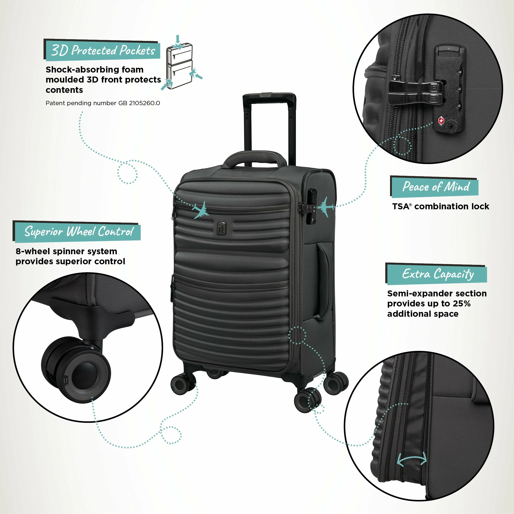 IT Luggage Precursor - Cabin (Charcoal) 5 IT Luggage Precursor - Cabin (Charcoal) - Image 3
