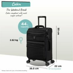IT Luggage Precursor - Cabin (Black) -UK Suitcase Sales 2024 Precursor Cabin black dims weights