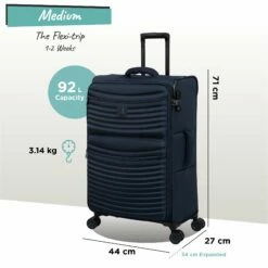 IT Luggage Precursor - Medium Plus (Dress Blues) -UK Suitcase Sales 2024 Precursor Med blue dims weights