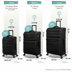 IT Luggage Precursor - Cabin (Black) -UK Suitcase Sales 2024 Precursor set black dims weights