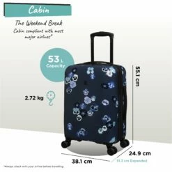 IT Luggage Sheen - 2pc Set (Pansies Floral Blue Depths) 20 IT Luggage Sheen - 2pc Set (Pansies Floral Blue Depths) -UK Suitcase Sales 2024 Sheen Pansies Cabin dims weights