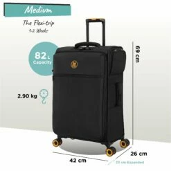 Simultaneous - Medium (Black) -UK Suitcase Sales 2024 Simultaneous Med Blk dims weights