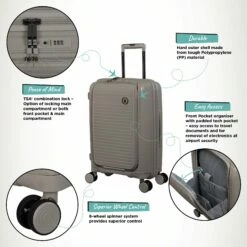 IT Luggage Spontaneous II - 3pc Set (Feather Grey) -UK Suitcase Sales 2024 Spontaneous Cabin Pocket Feather Infographic