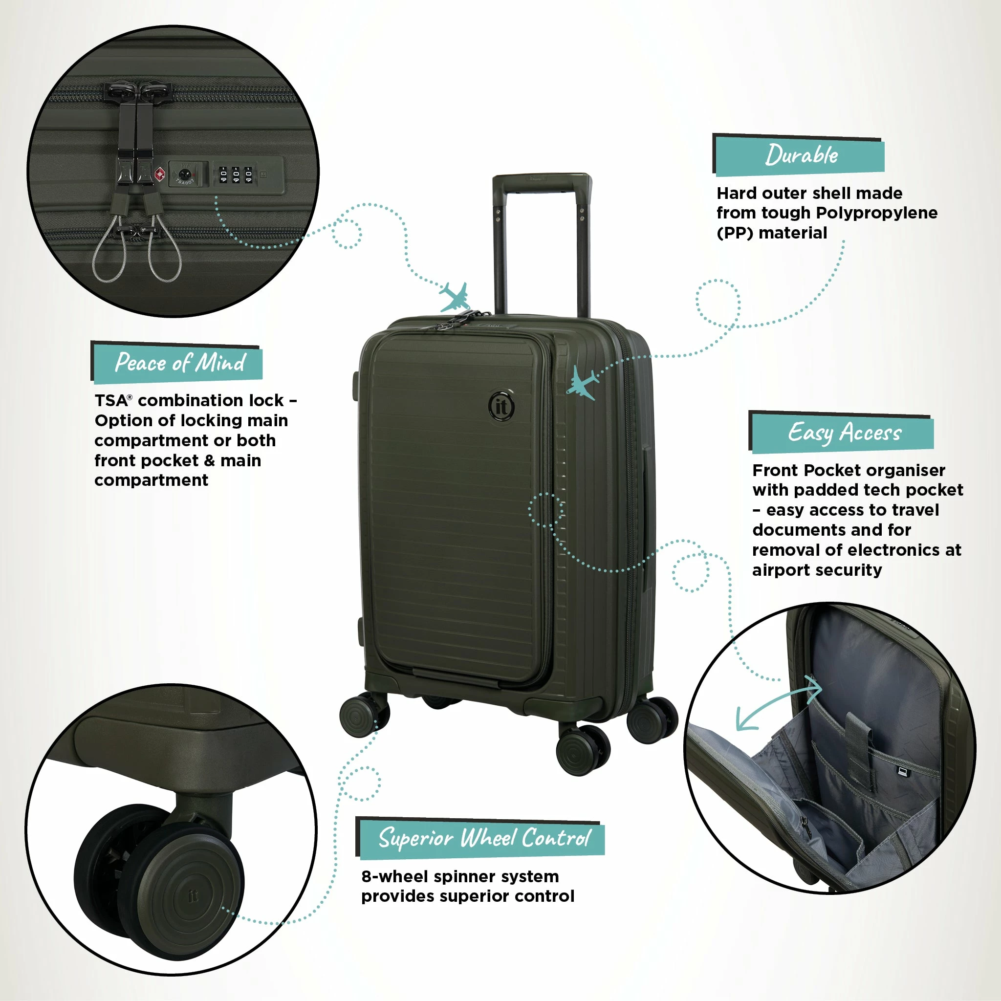 IT Luggage Spontaneous II - Cabin With Pocket (Olive Night) 5 IT Luggage Spontaneous II - Cabin With Pocket (Olive Night) - Image 3