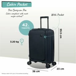IT Luggage Spontaneous II - Cabin With Pocket (Blueberry) 21 IT Luggage Spontaneous II - Cabin With Pocket (Blueberry) -UK Suitcase Sales 2024 Spontaneous Cabin Pocket blueberry dims weights
