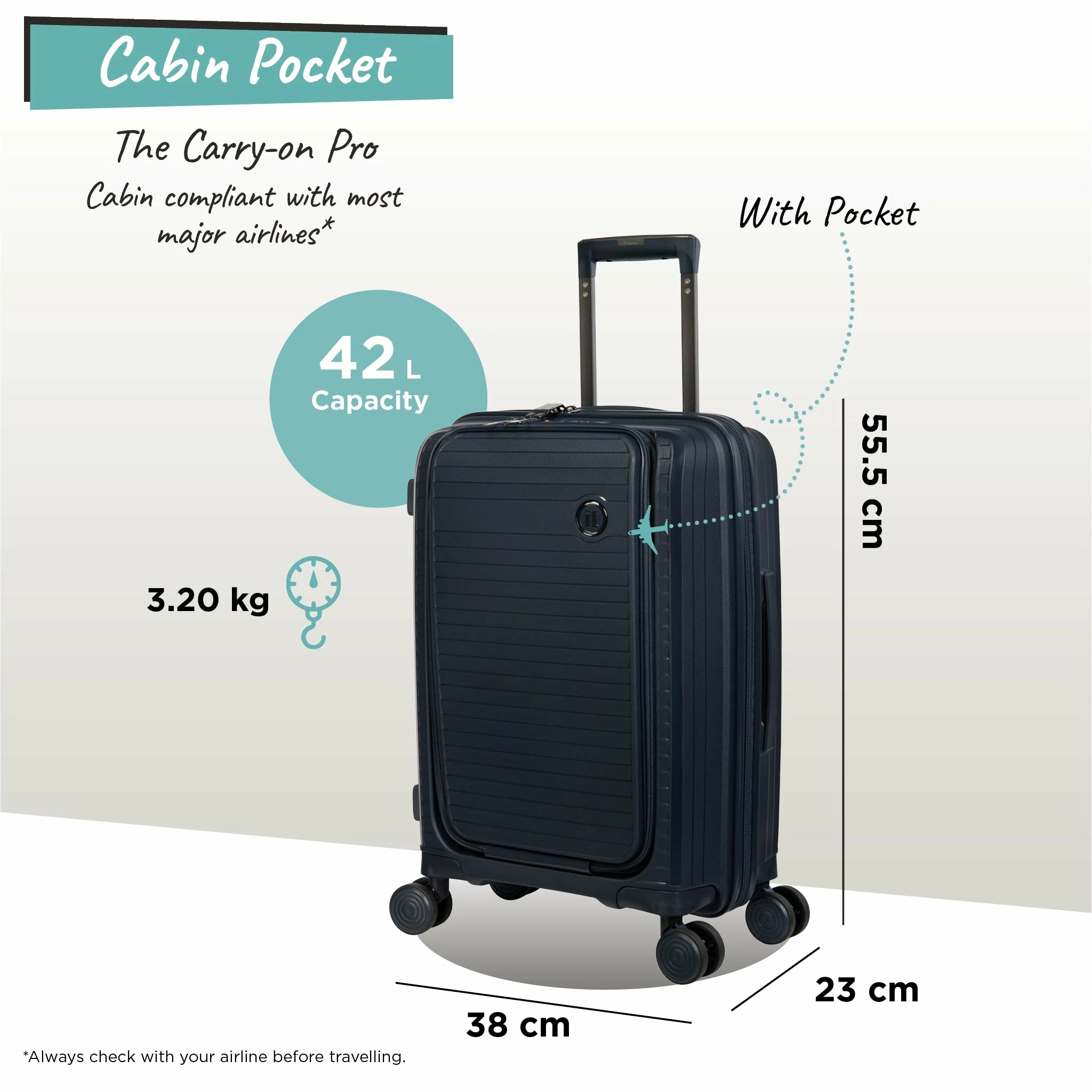 IT Luggage Spontaneous II - Cabin With Pocket (Blueberry) 11 IT Luggage Spontaneous II - Cabin With Pocket (Blueberry) - Image 9