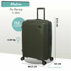 IT Luggage Spontaneous - Medium Plus (Olive Night) -UK Suitcase Sales 2024 Spontaneous Med olive dims weights