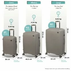 IT Luggage Spontaneous - 3pc Set (Feather Grey) -UK Suitcase Sales 2024 Spontaneous Set Feather dims weights