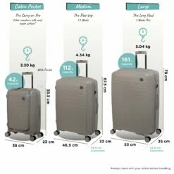 IT Luggage Spontaneous II - 3pc Set (Feather Grey) -UK Suitcase Sales 2024 Spontaneous Set Pocket Feather dims weights