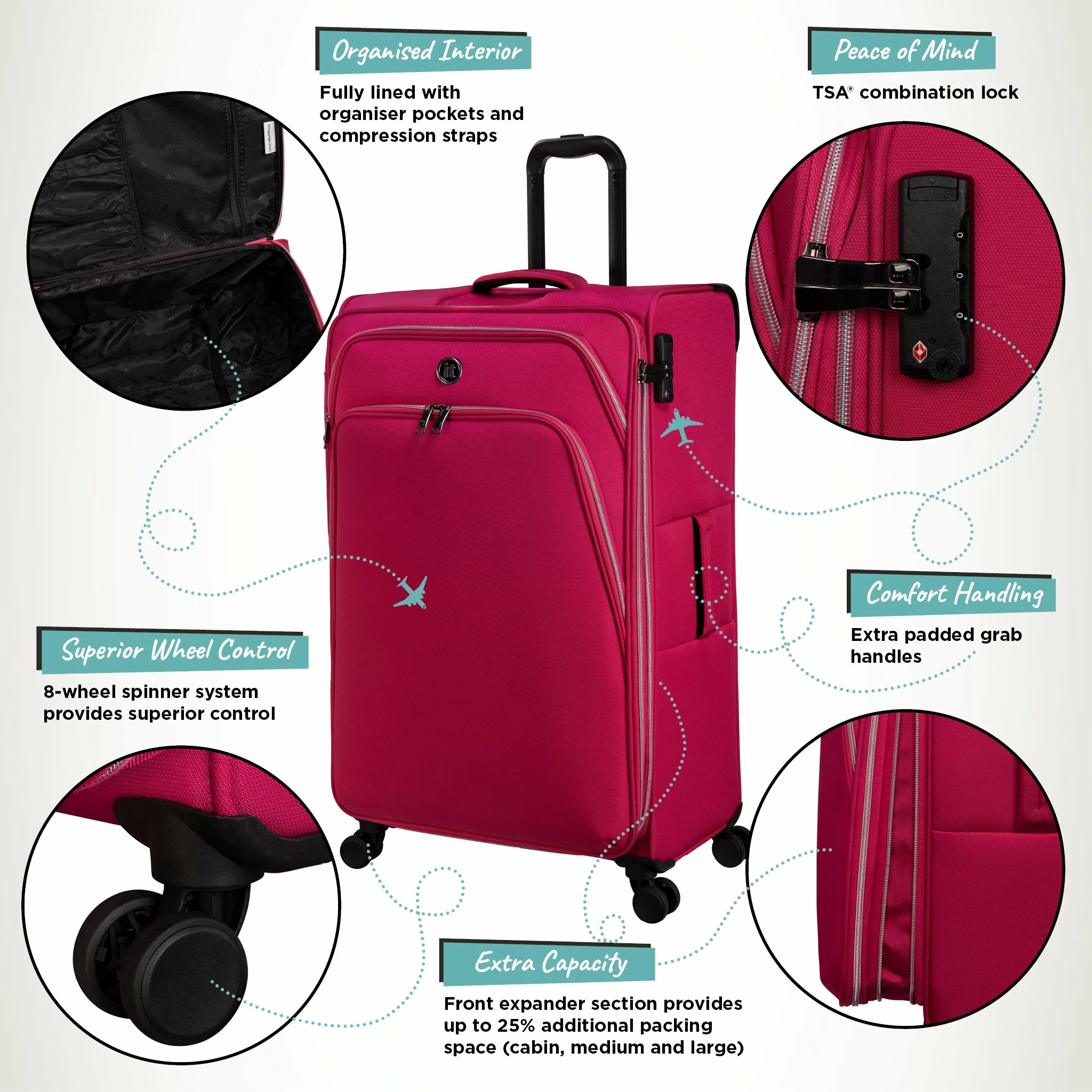 IT Luggage Trinary - Medium (Viva Magenta) 5 IT Luggage Trinary - Medium (Viva Magenta) - Image 3