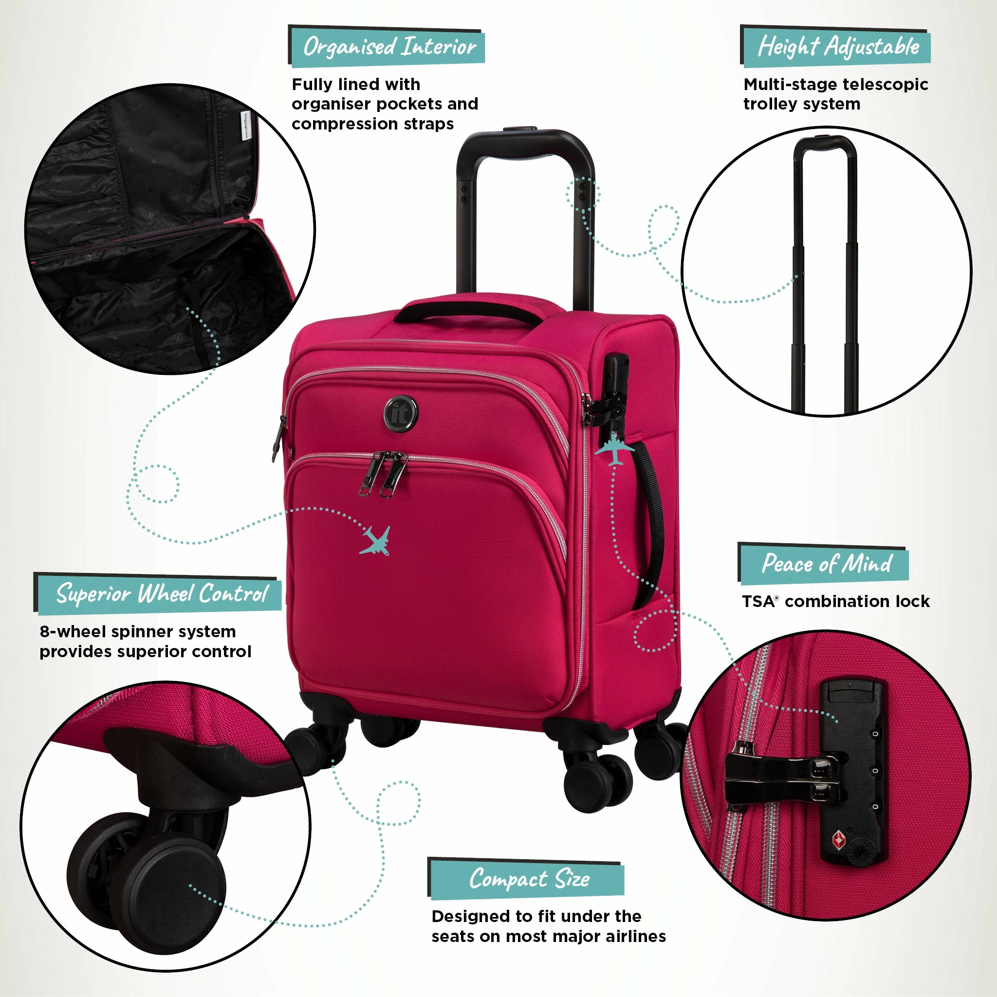 IT Luggage Trinary - Underseat (Viva Magenta) 5 IT Luggage Trinary - Underseat (Viva Magenta) - Image 3